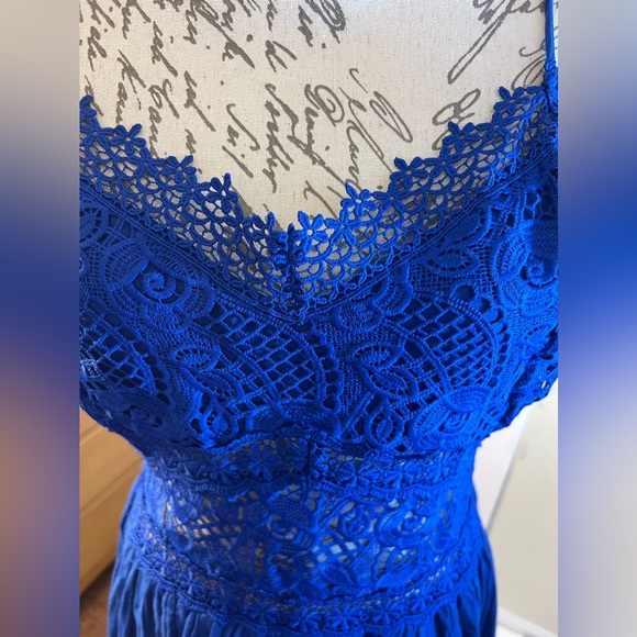 Women’s cute royal blue mini sundress lace bodice lined skirt size 14 - Picture 9 of 11